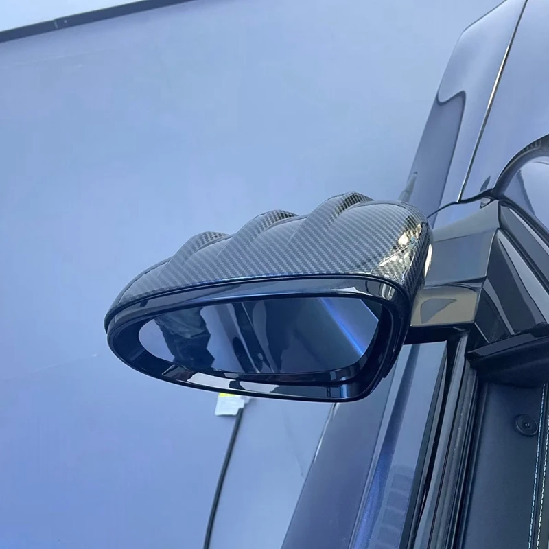 2 قطعة ABS ألياف الكربون نمط مرآة الرؤية الخلفية غطاء ل BYD ختم 2022 عكس غطاء مرآة عاكس المضادة للخدش غطاء-T45C