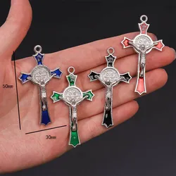 5Pieces/Drop Oil Brand New Religious Jesus Cross Jewelry Craft Pendant Handmade Pendant Cross Charm Pendant Jewelry Gift