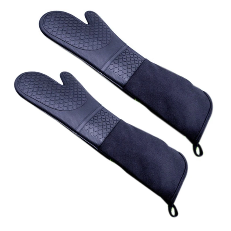 

1 Pair Professional Silicone Oven Mitts Baking Gloves Elbow Length Heat Resistant Gloves