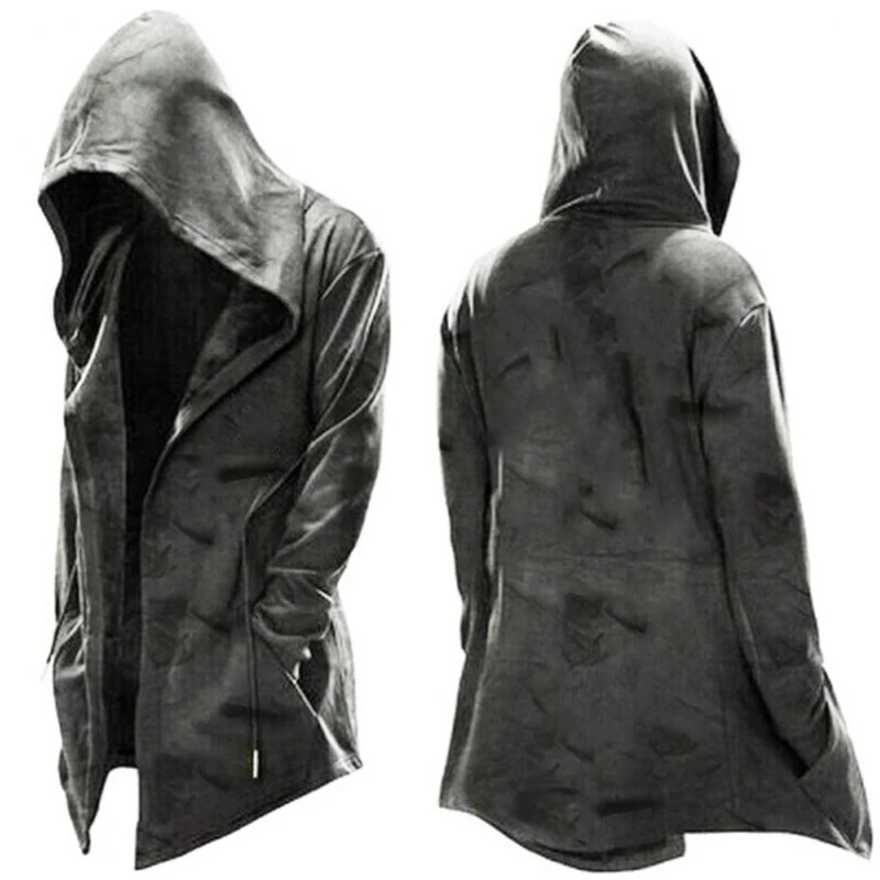 Amazon European and American Men's Clothing New Cape Simple Casual Hooded Drawstring Halloween Men's Funny Thriller Simpleness