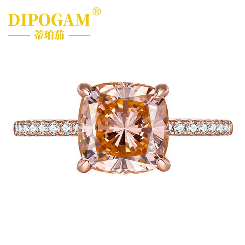 

4 Carat Morganite Ring Luxury Niche Elegant High-End Minimalist 18K Rose Gold Plated Diamond Ring