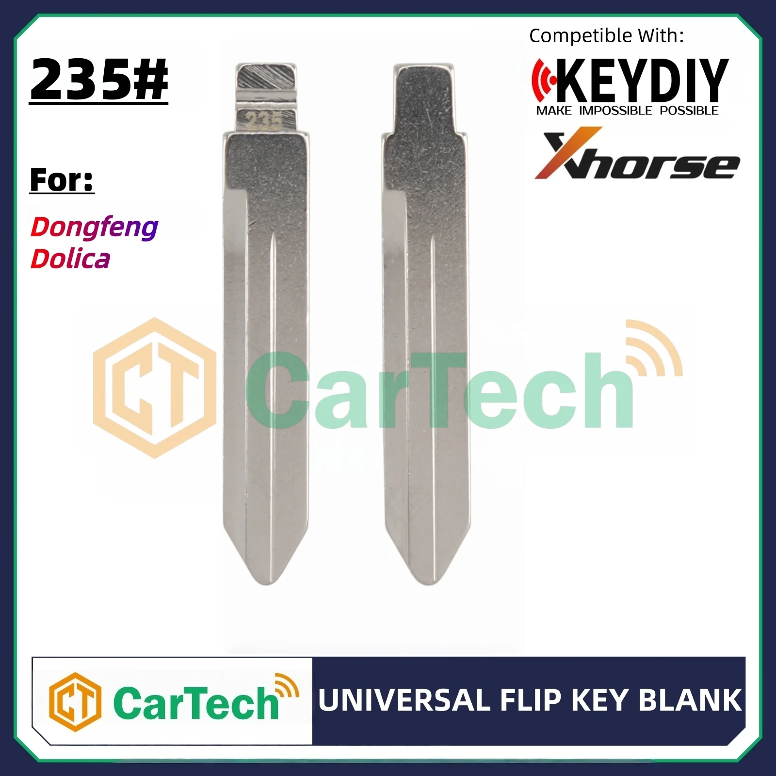 Cartech 235# Uncut Flip Blank Key Blade for KEYDIY KD XHORSE VVDI Universal Remote Fit Dongfeng Dolica