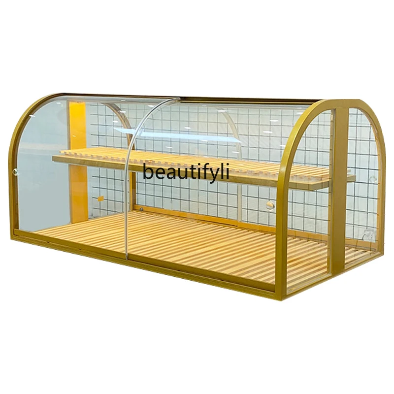 

Bread display cabinet, island cabinet, glass display stand, cake shop display cabinet, commercial wrought iron frame