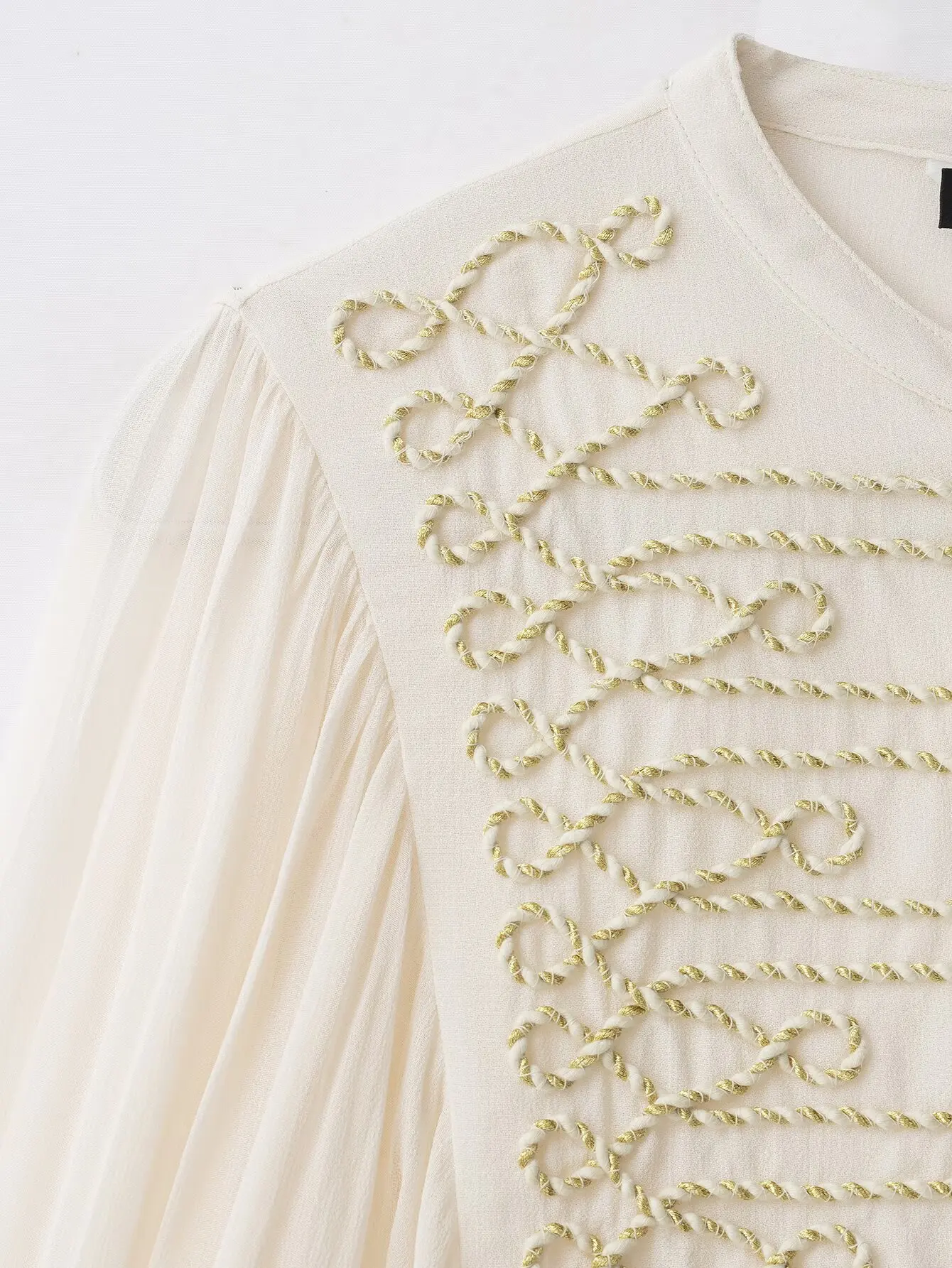 TFMLN Herbst Damen Weißes Hemd Top Mode Vintage Laternenärmel Elegante Büro-Damenblusen Schickes Damenhemd – Detail 4