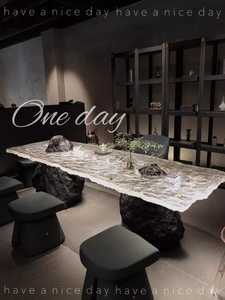 Shuangfeng tea table,transparent crystal light luxury ice sculpture acrylic coffee table,living room household icelady tea table