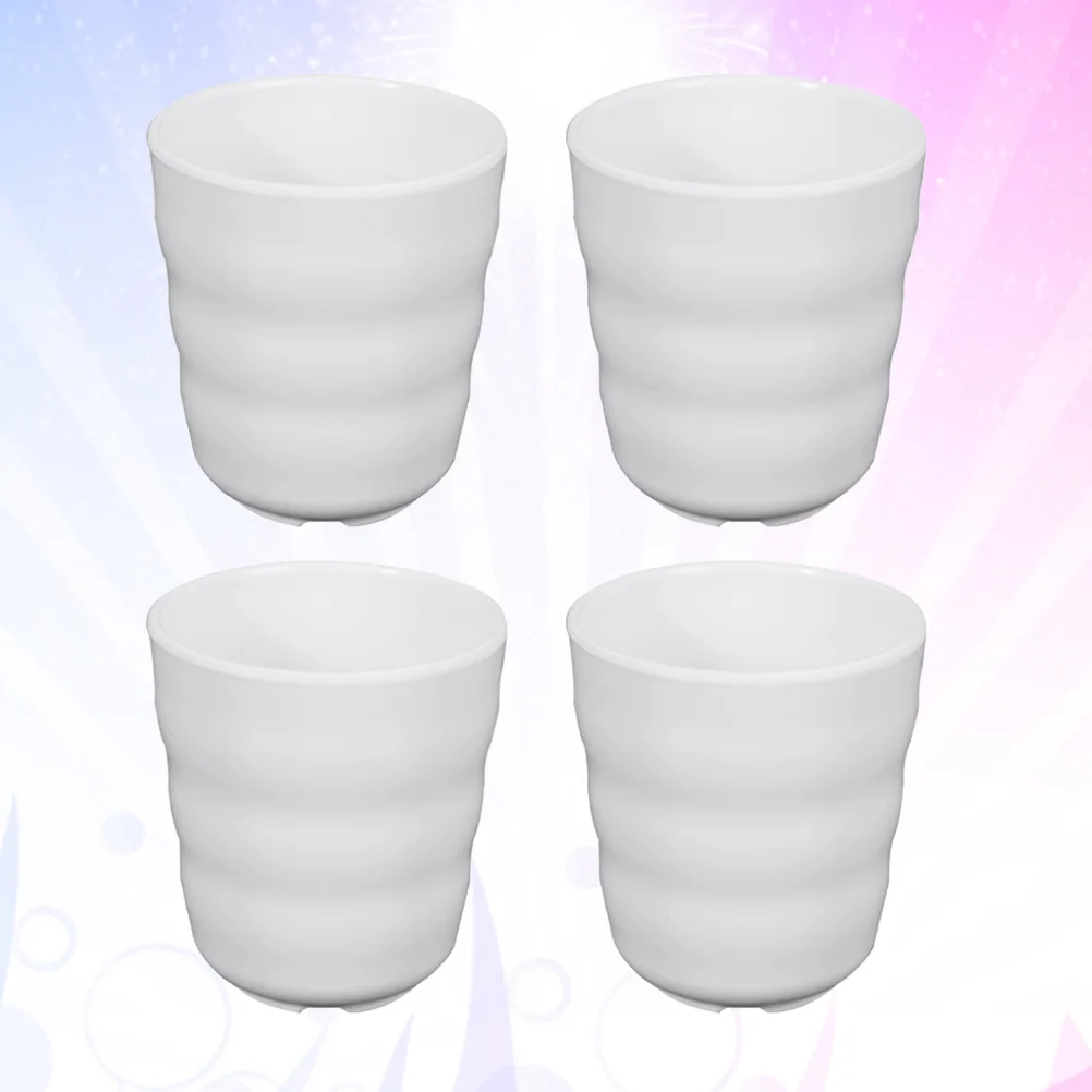 

4pcs Melamine Plastic Water Cup Drink Cup Restaurant Plastic Cups Hotel Supplies (White) Melamine Plastic Cup