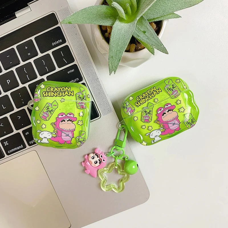 เคสหูฟังลายการ์ตูนชินจังน่ารัก รูปไดโนเสาร์ สำหรับ AirPods 1 2 3 Pro 4 Pro2 2nd หูฟังไร้สายบลูทูธ