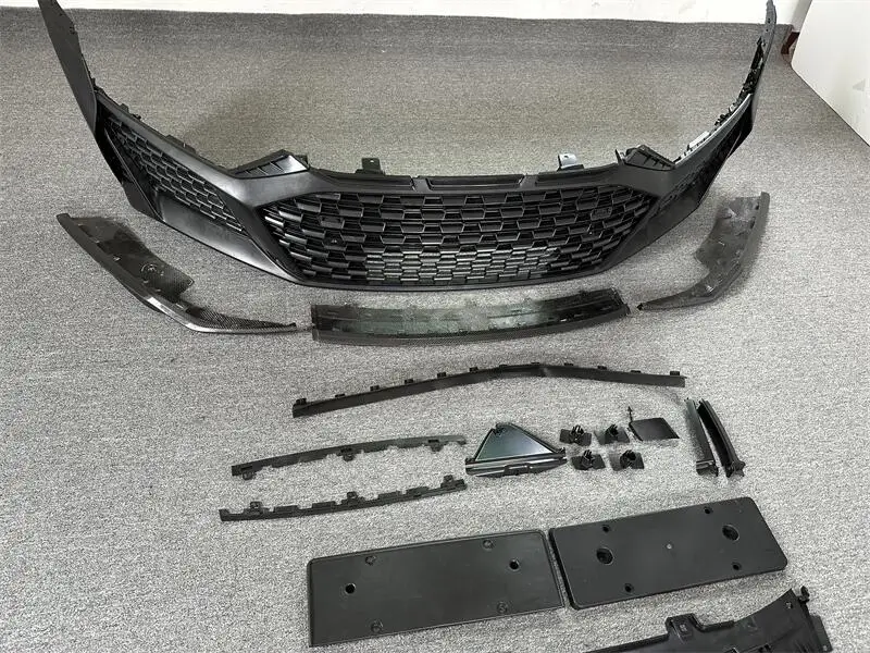 PP Plastic 2017-2019 2023 Front Bumper Black Polished Finish Right Side Full Set Perfect Fit Glue