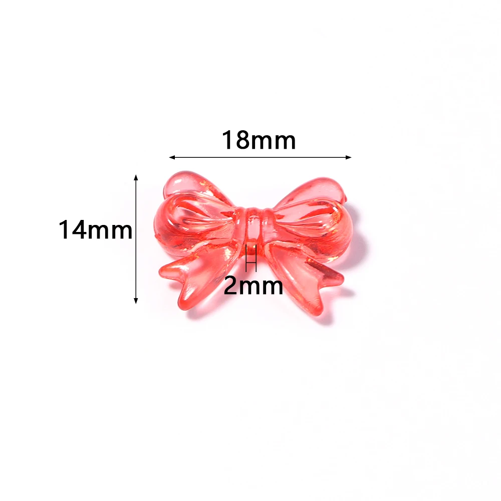 100 Stück/Los 14x18mm Bunte Transparente Schleifen-Acrylperlen Lose Abstandshalterperlen DIY Schmuckherstellung Ohrringe Schlüsselanhänger Zubehör – Detail 1