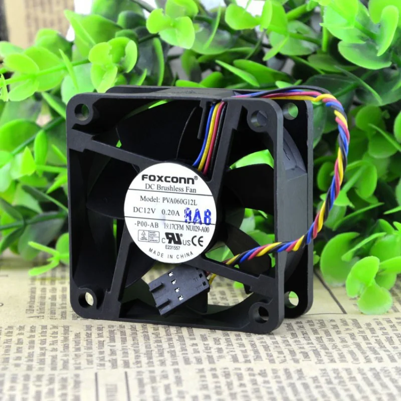 PVA060G12L 12V 0.20A 6cm 6025 PWM การควบคุมอุณหภูมิพัดลม4สาย