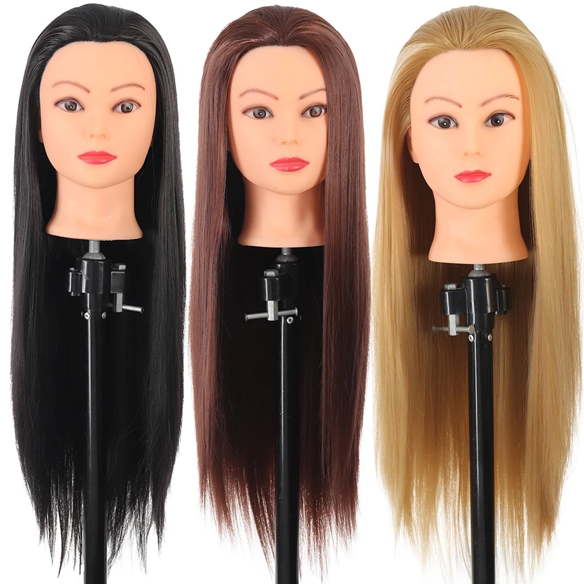 

With and without makeup Mannequin Head Training Head For Braid Hairdressing 100% High Temperature Fiber Training Doll Head