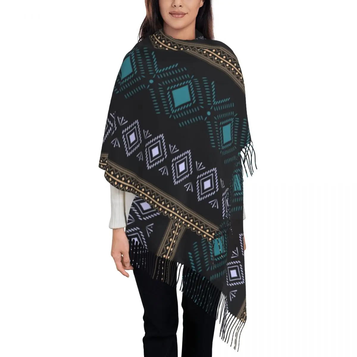 Individuell bedruckte geometrische Kabyle Tattoo Schal Männer Frauen Winter Herbst warme Schals Amazon Tribal Berber Teppich Schal Wrap