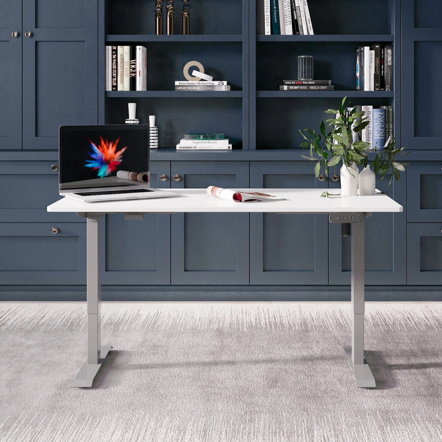 Electric Height Adjustable Desk With Memory Presets Compact Mobile Height Adjustable Desk