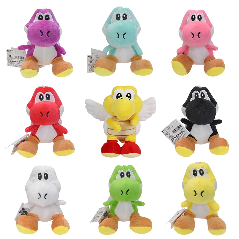 10 kolorów Mario Bros pluszowe zabawki fioletowe Yoshi pluszowe zabawki zielony czerwony niebieski Yoshi czarny różowy Yoshi Koopa Troopa lalki Anime Plushie