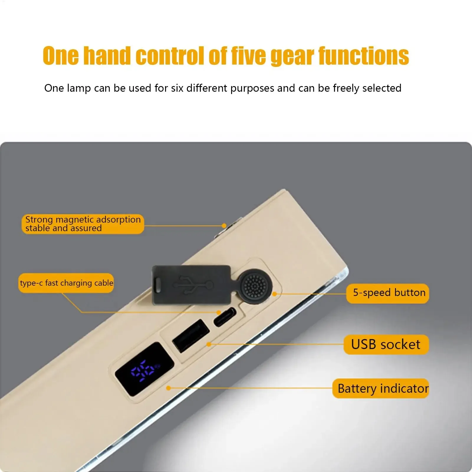 22/32/42 ซม. แคมป์ปิ้งแบบพกพาโคมไฟแบบชาร์จไฟตลาดกลางคืนความสว่างสูง LED หลอดแม่เหล็กโคมไฟกลางแจ้งแคมป์ปิ้ง