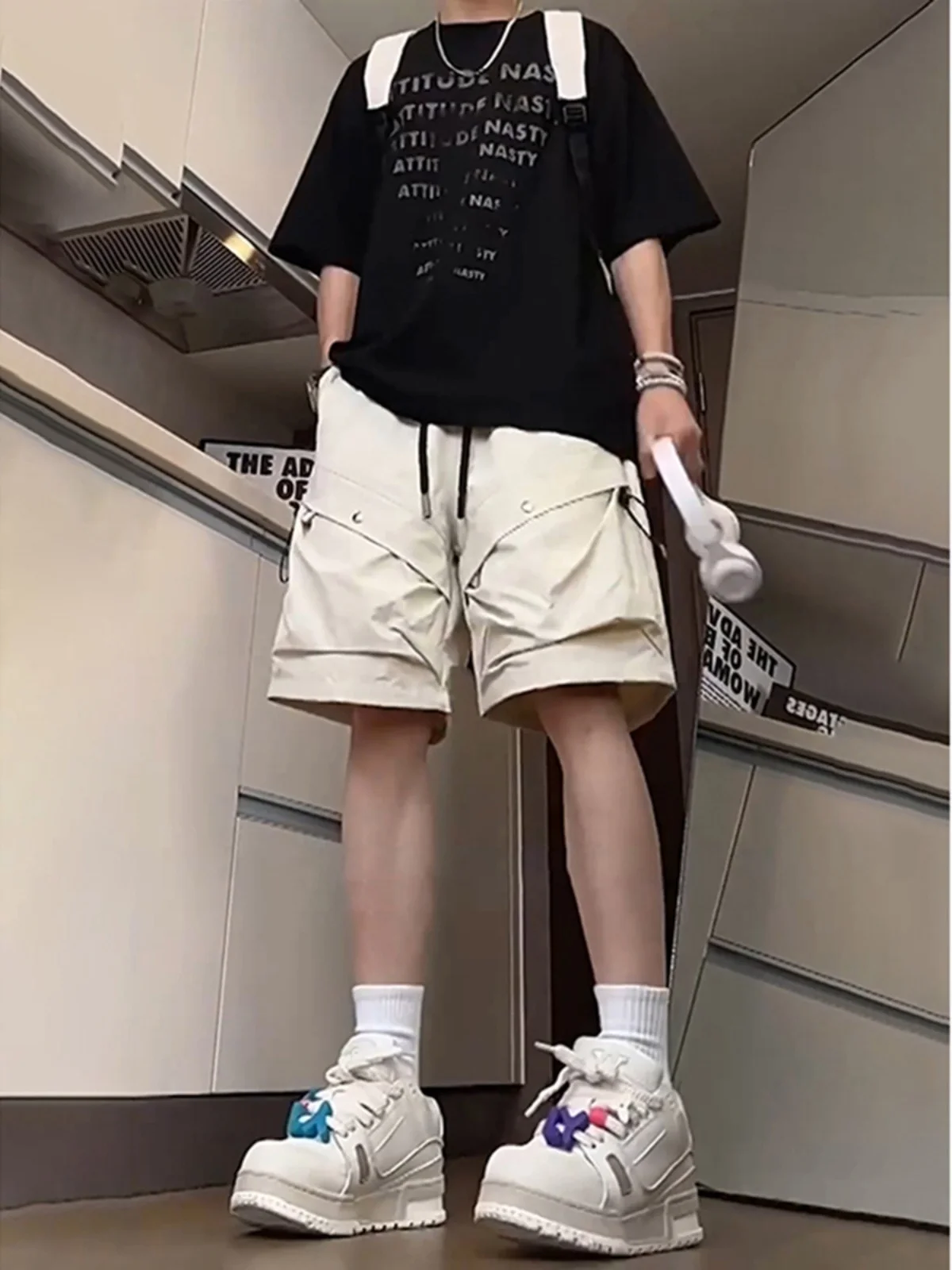 

Men's Workwear Short Pants Summer American High Street Vibe Quick Dry Outdoor Climbing Five Pocket Shorts Casual Polyester Fiber