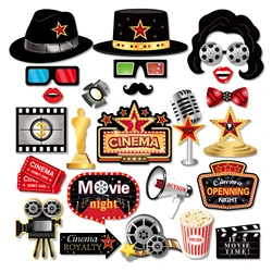 Hollywood Cinema Festival Party Photo Booth Props Movie Night Birthday Party Funny DIY Glasses Lips Photo Shoot Prop Decoration