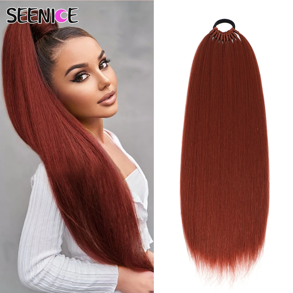 Synthetic Straight Ponytail Hair Extensions Natural Hair False Tail for Women Horse Overhead Tail False Pigtail White and Black