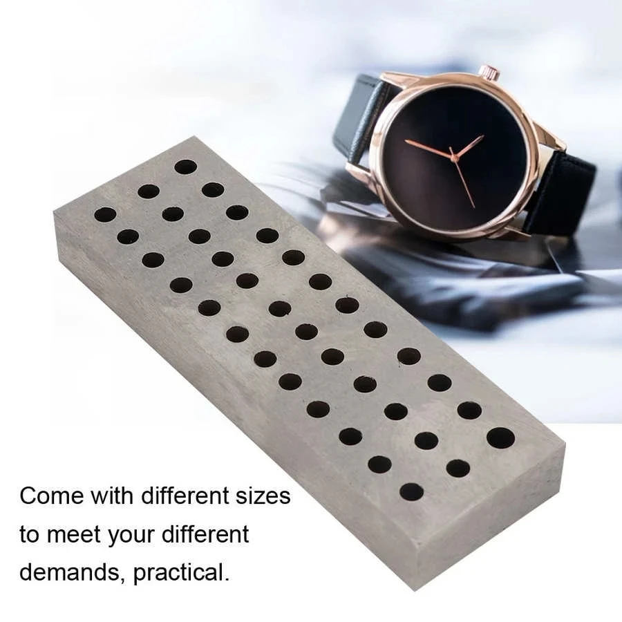 36 Holes Steel Plate Drilling Stakes Base Watch Punching Rivet Stake Board Block Hole Puncher Tool Accessories For Watchmakers