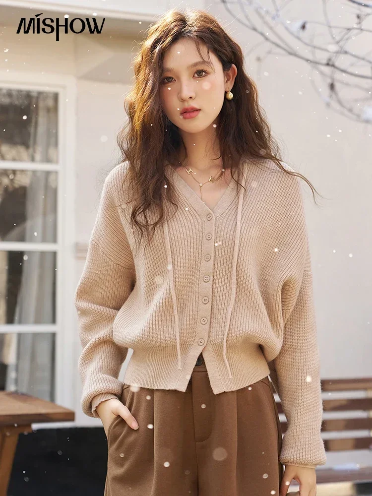 MISHOW Women's Woolen Short 2023 Autumn Winter High Waist Casual Fashion Office Lady Solid Straight Short with Pocket MXC53K0483