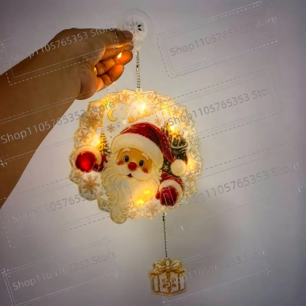 Christmas Suction Cup Window Light Santa Claus Elk Windows Decoration New Year Gift 2026 Christmas Suction Cup Lamp Decoration