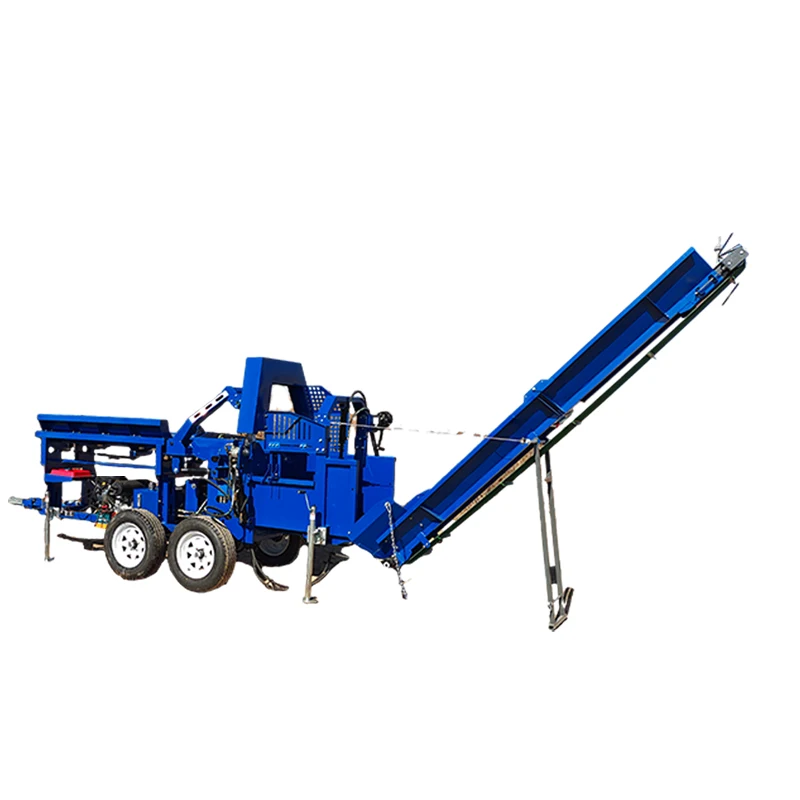 2025Macchina idraulica per la lavorazione del legna da ardere Macchinari forestali Processore per legna a benzina con catena di alimentazione in metallo