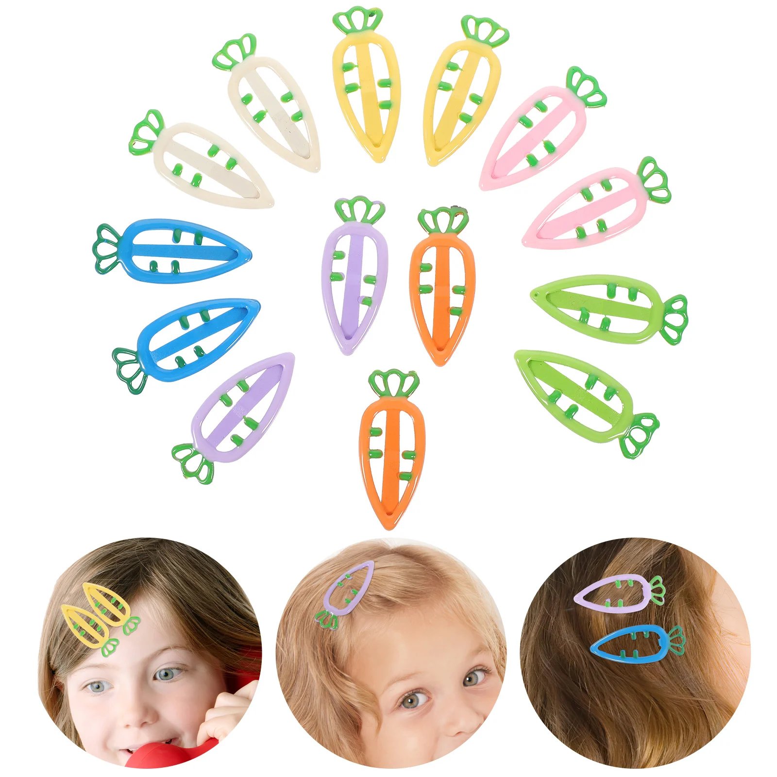 

14 pcs Candy Color Carrot Clips Snap Hair Clips For Little Girls Party Birthday Photo Decorative Hair Accessories