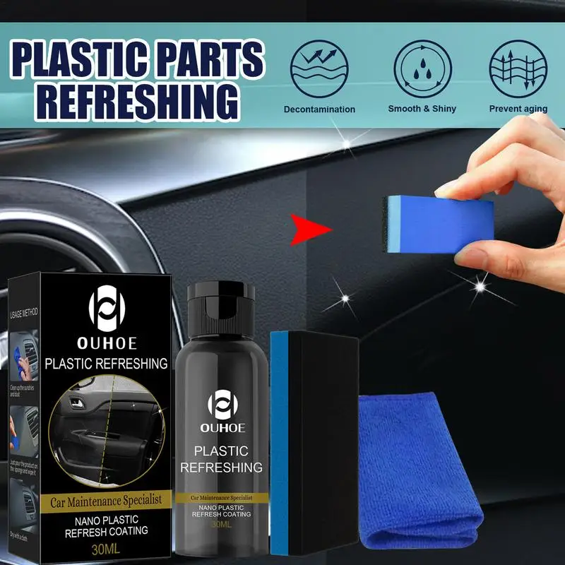 Car Plastic Parts Retreading Agent Instrument Panel Agent Automotive Interior Plastic Part Retreading Cleaning Agent 30ML/50ML