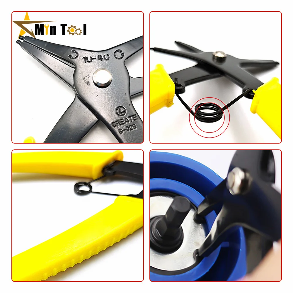 Multifunction 2 in 1 Snap Ring Plier 4 Way Type Circlip Pliers Hand Tool for Electrician Repair Tool