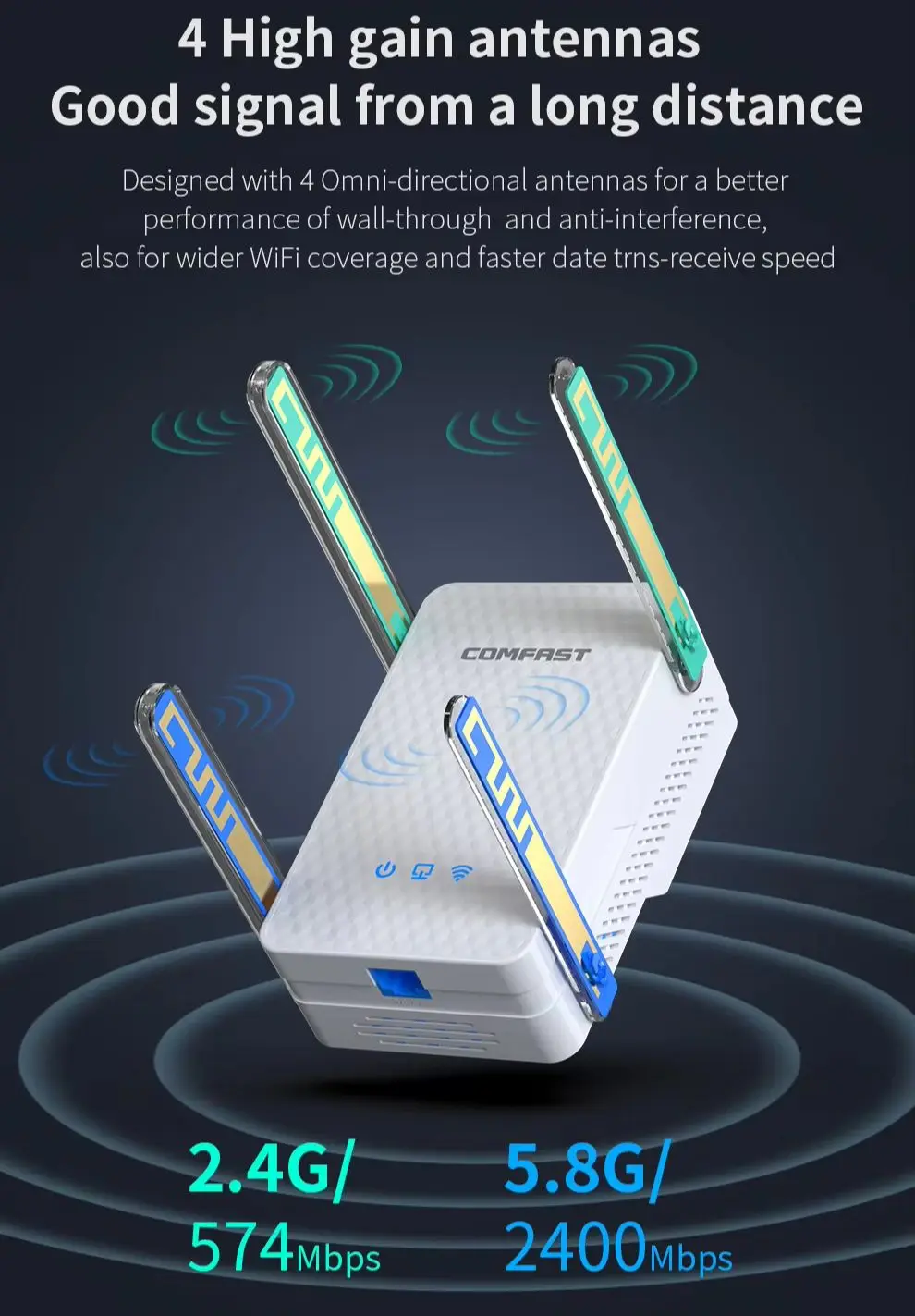 Répéteur WiFi longue portée AX3000, amplificateur de signal, 6 répéteurs, 1800Mbps, 5G, 2.4G, stérilisation, 11ac Gigabit, amplificateur d\'extension