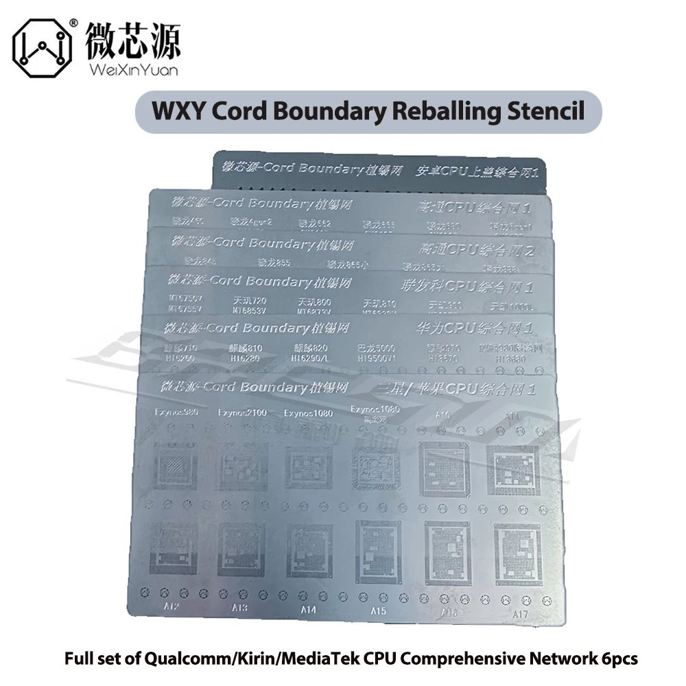

WXY BGA трафарет для реболлинга, многофункциональный универсальный сетчатый инструмент Qualcomm/MediaTek/Android Huawei iPhone CPU для посадки оловянной стальной сетки