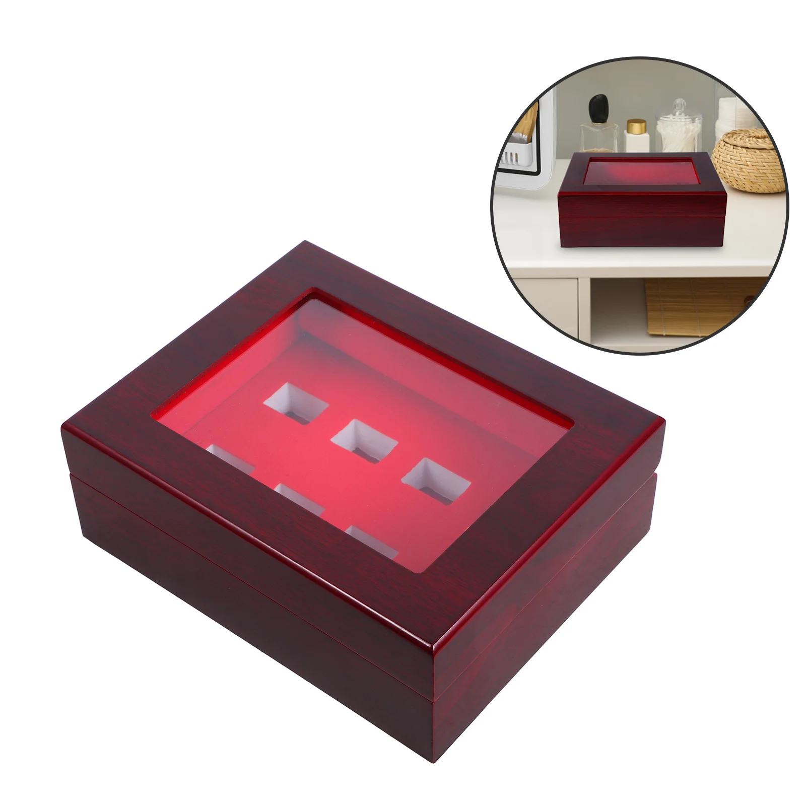 

Деревянная коробка с 8-отверстиями, винтажный держатель для колец для чемпионата, спортивные кольца, дисплей для хранения колец, органайзер, чехол для трофея