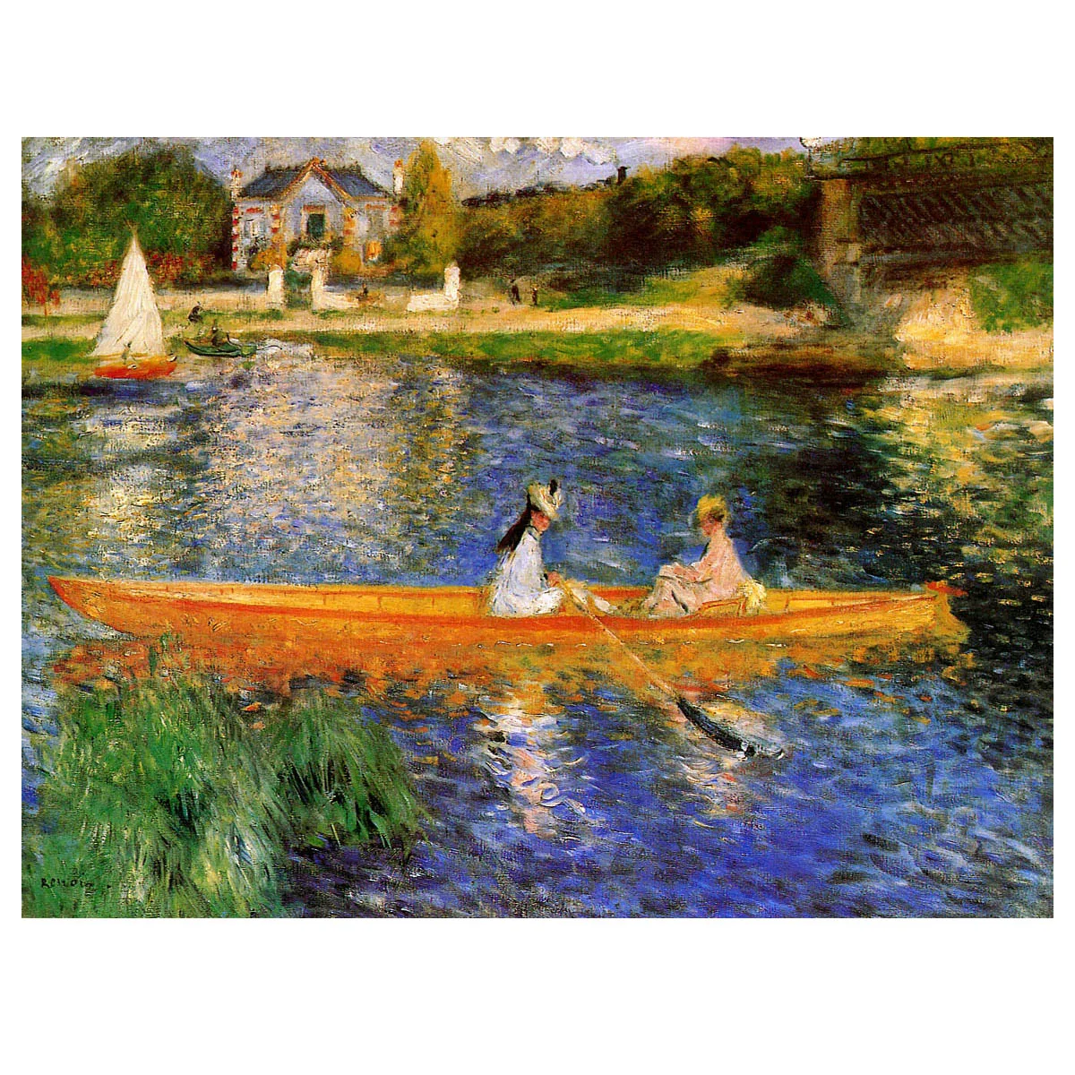 

Hand painted famous oil painting reproduction of The Seine at Asnieres (The Skiff) by Pierre-Auguste Renoir free shipping