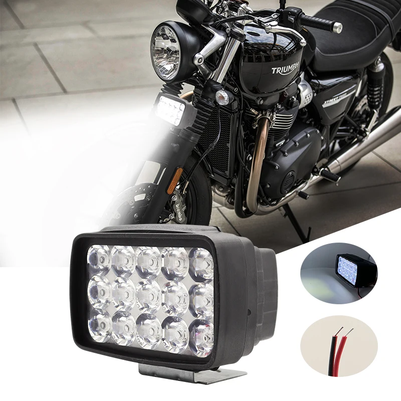 

2pcs 15 LED Motorcycle Headlight High Brightness Auxiliary Spotlights Scooters Waterproof Modified Light Bulbs with Switch