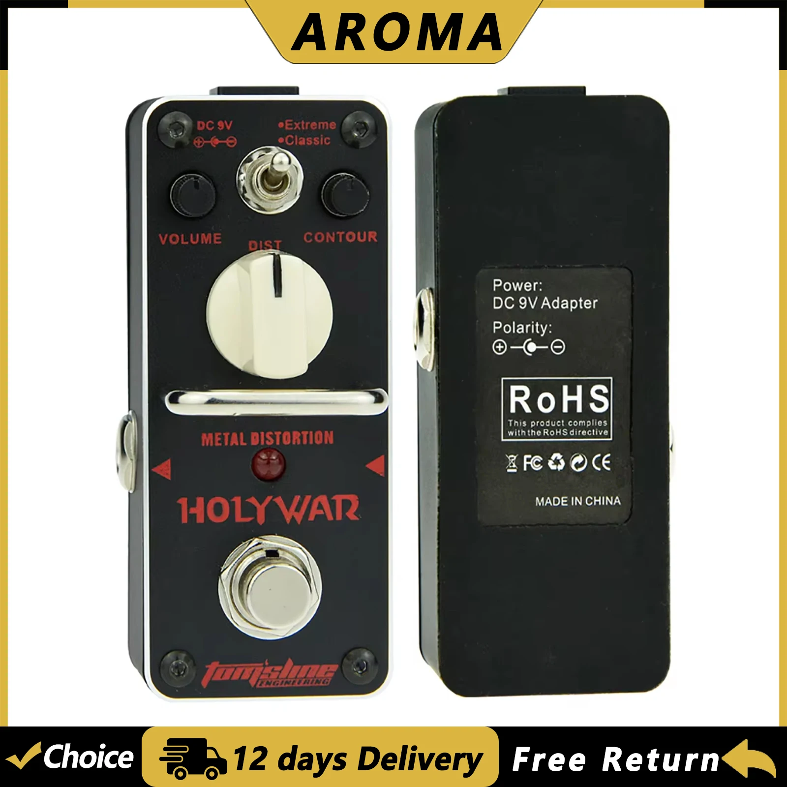 

AROMA AHOR-3 Guitar Effect Pedal Heavy Metal Distortion Pedal Analogue Electric True Bypass Electric Guitar Parts & Accessories