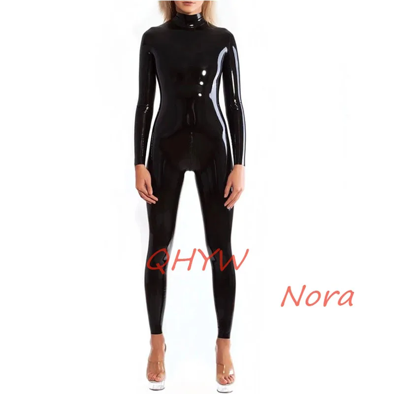 

Handmade Women Latex Catsuit with Back Crotch Zip Full-body Rubber Bodysuit Tights Fetish Jumpsuit