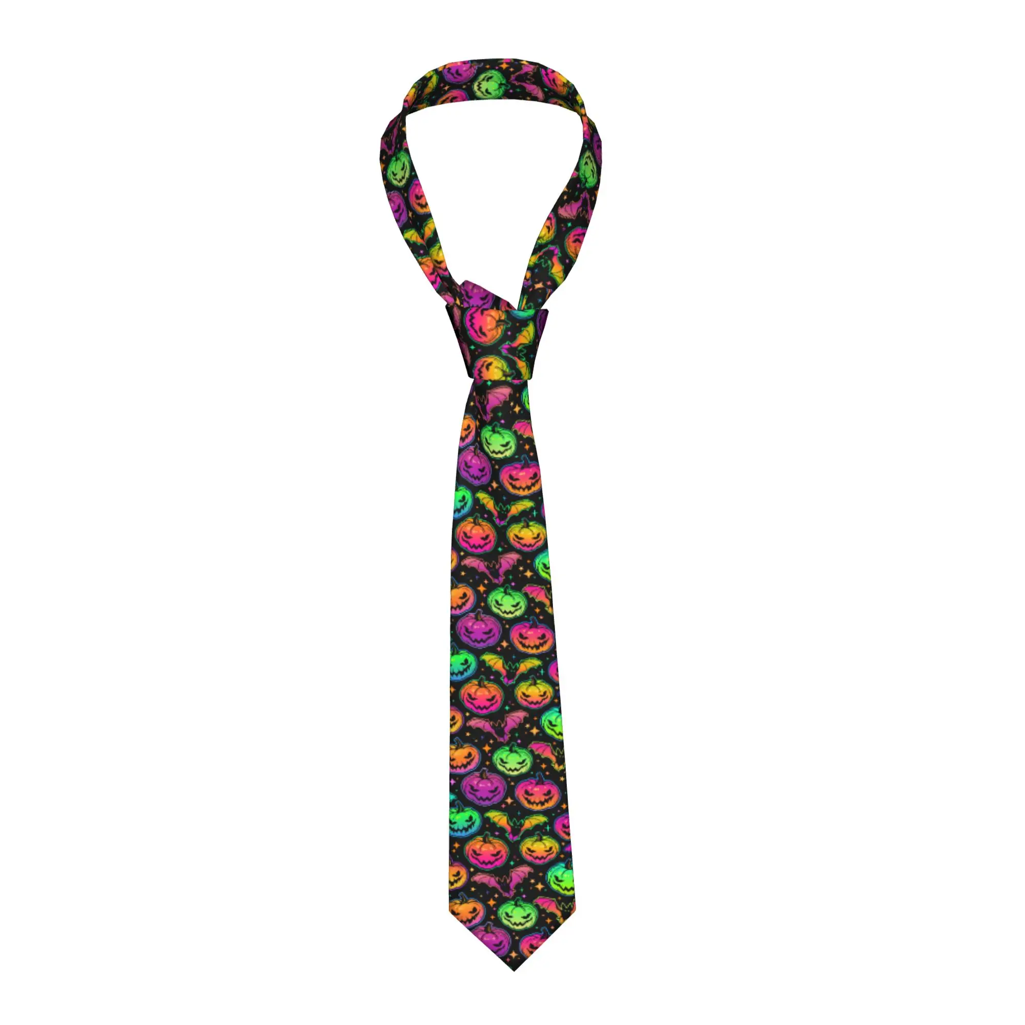 Halloween Pumpkins Bats Necktie Unisex Fashion Narrow  Neck Ties for Men Accessories Gravatas