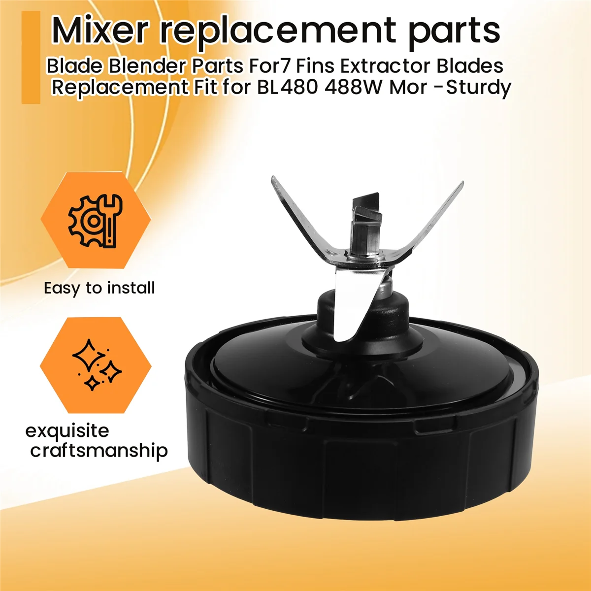 Mixer vervangende onderdelen Blade Blender onderdelen Fornutri 7 vinnen extractorbladen vervanging geschikt voor Auto Iq Bl480 488W -Sturdyeasy