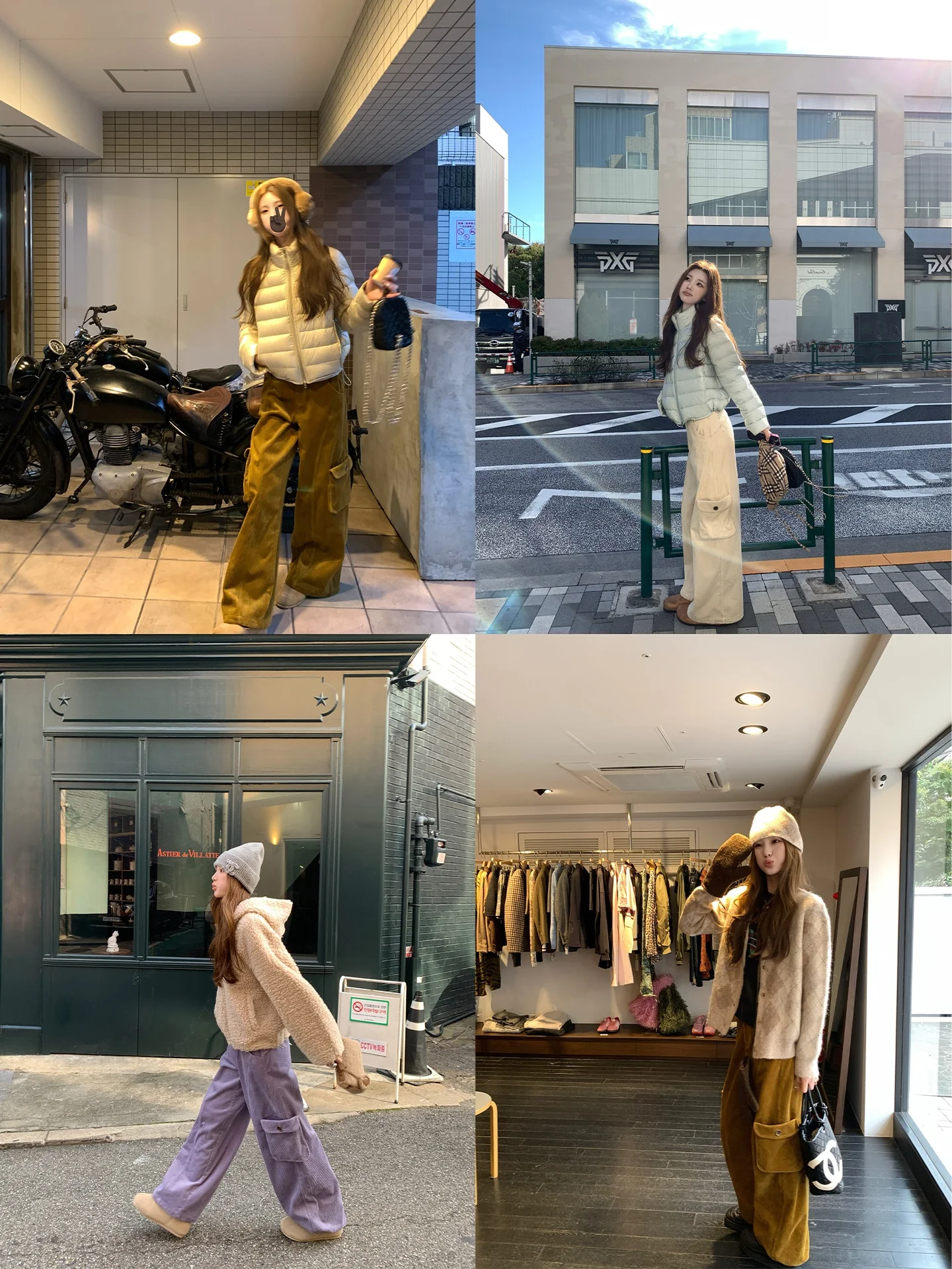 

Aaaaxbbb Langhaofang Walk Tee Color Corduroy Work Trousers Wide Leg Big ket Casual Pants Long Pants Versatile Ladies