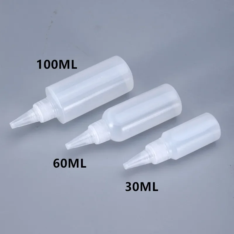 30ML 60ML 100ml Glue Dispensing bottle Food Grade HDPE dropper bottles with lid Squeezable empty bottle 10Pcs