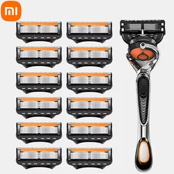 Xiaomi masculino manual navalha cinco camadas lâmina de barbear conjunto faca com lâminas substituíveis 5 lâmina remoção do cabelo