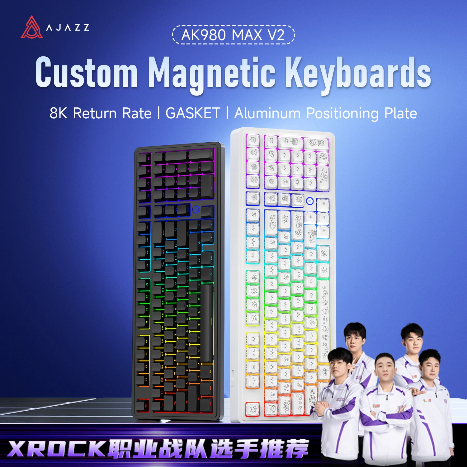 AJAZZ AK980 MAX V2 Wired Magnetic Axis Mechanical Keyboard 8K Return Rate Full Key Hot Plug Hall Effect