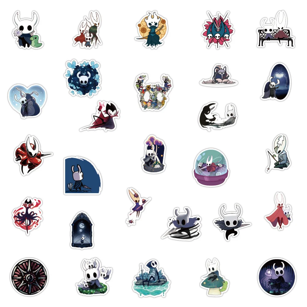 10/30/50PCS Cartoon Anime Hollow Knight Waterproof Graffiti DIY Scrapbook Skateboard Laptop Ipad Hand Account Sticker Wholesale