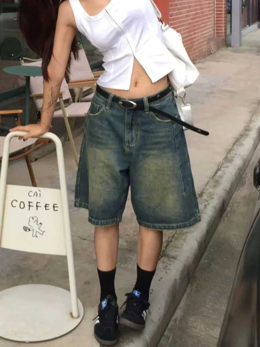 

Мужские летние тонкие джинсы Slim Fit в винтажном стиле, укороченные, с высокой посадкой, для повседневной носки, с множеством карманов, прямого кроя