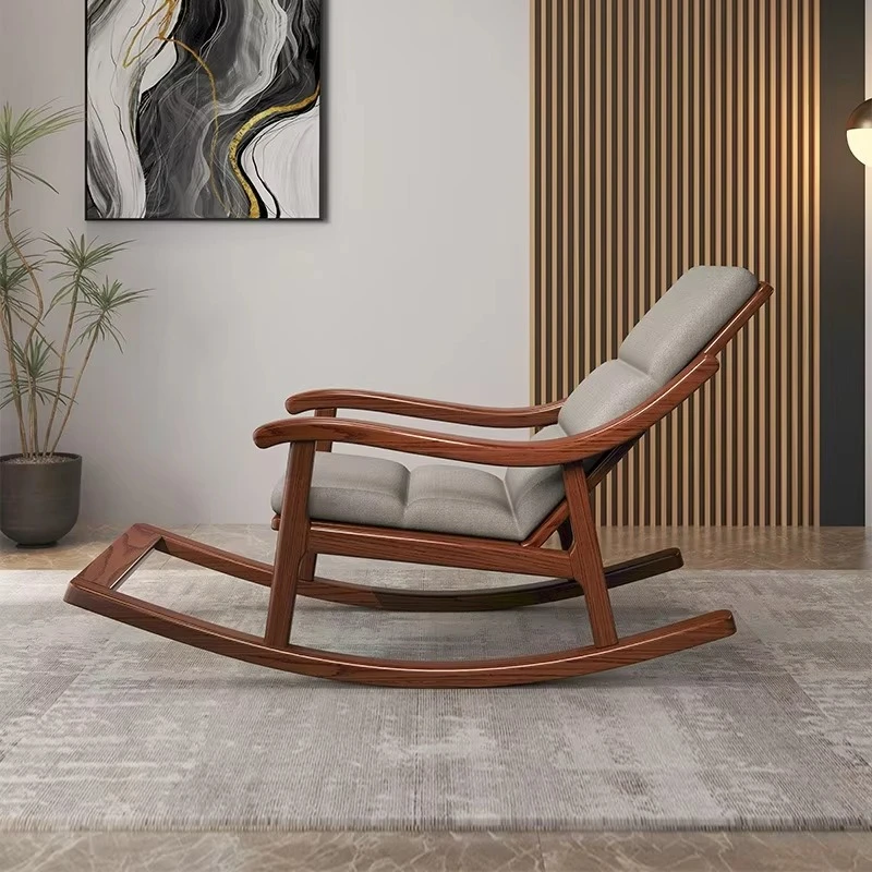 Solid wood lounge chair with seat cushion Durable outdoor furniture Suitable for balcony nap