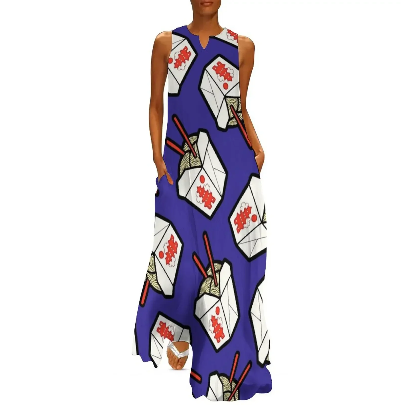 

Take-Out Noodles Box Pattern Long Dress Summer dresses for women Party dresses women's summer dress 2025 prom clothes Dress