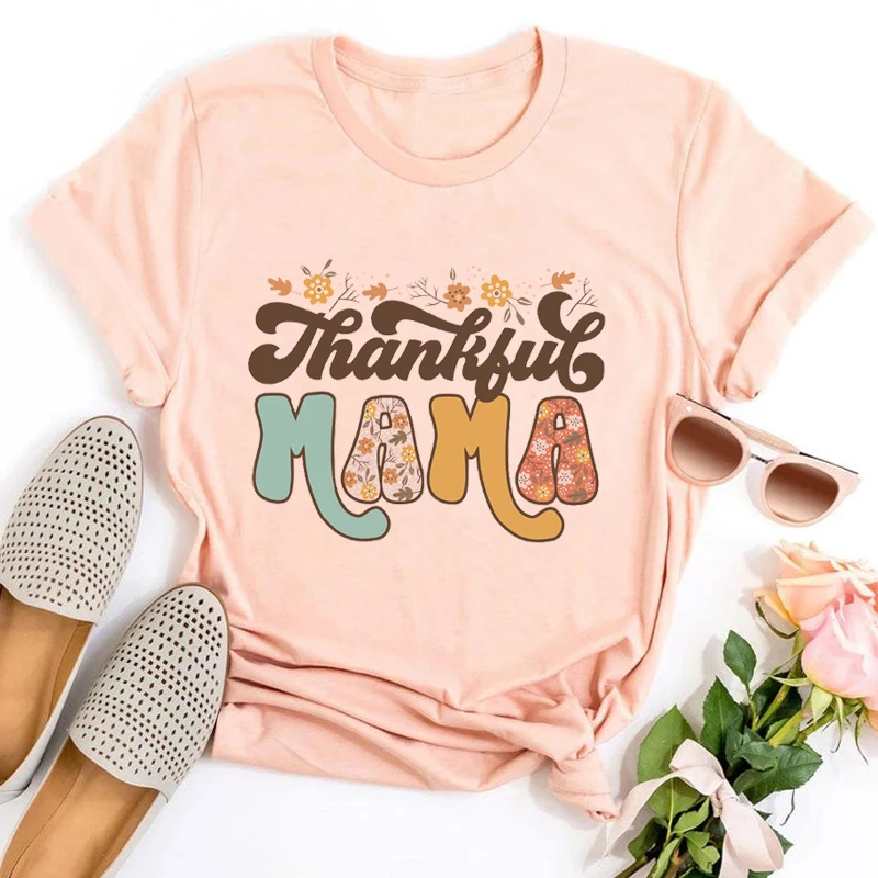 

Womens Fall Shirt Thankful Mama Tshirt Thanksgiving Tee Thankful Aesthetic Clothes Womens Thanksgiving Shirts Thankful Tee