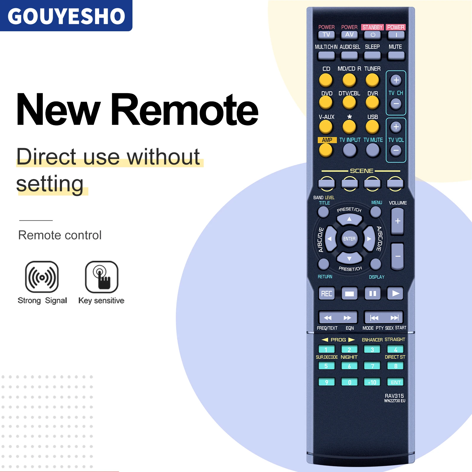 New RAV315 WN22730 EU Remote Control For YAMAHA AV Receiver HTR6040 HTR6050 RX-V450 RX-V461 RX-V561 RAV311 RAV312 RAV282