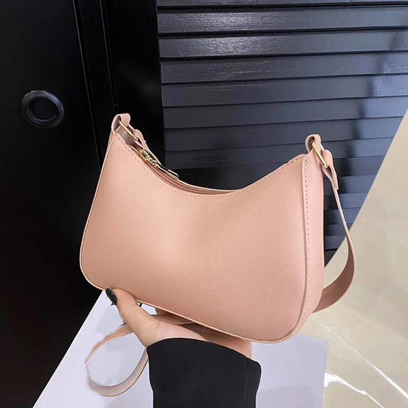 Retro einfarbig pu Leder Schulter Achsel Tasche Damenmode Handtaschen Hobos Geldbörsen und Handtasche Damen Umhängetaschen – Detail 10