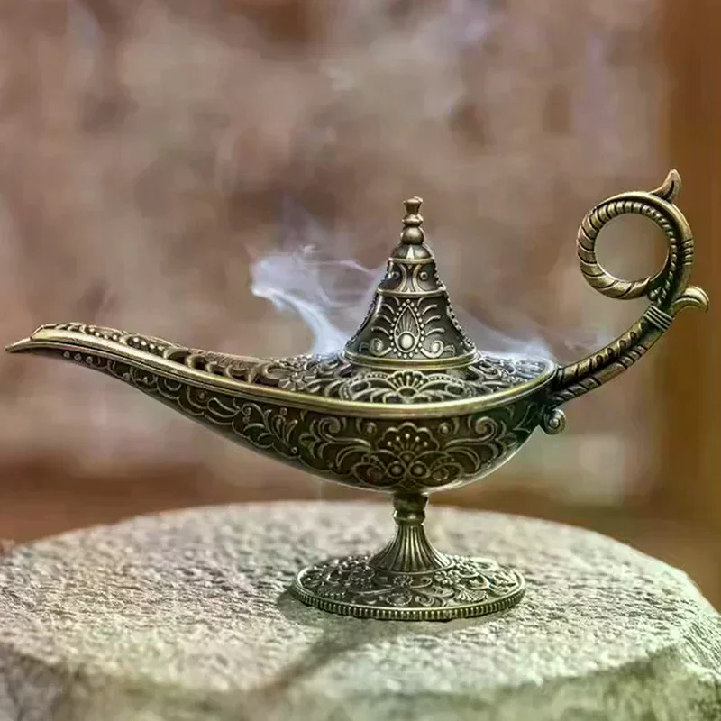 Style Lamp Metal Incense Burner Scented & Unscented Candle Holder Home Decor Gift Arabic Incense Burner Antique